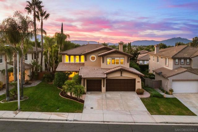 Step inside this home, and you’ll be greeted by sky-high ceilings in the living and dining areas, with natural light pouring in. It features a chef-ready remodeled kitchen offering ample counter space, extra storage, a large walk-in pantry, and gorgeous built-ins near the breakfast nook. The generous-sized family room includes a cozy fireplace and a dedicated workspace with built-in desks, plus there’s plenty of room for a game area—perfect for a little extra fun! When it’s time to unwind, the upstairs primary bedroom retreat awaits, offering spacious, private comfort with stunning mountain views. Three additional bedrooms are upstairs as well, one large enough to double as a playroom or guest suite. Outside, you'll find an entertainer’s paradise complete with a built-in fire pit, relaxing fountain, and an outdoor kitchen ready for BBQs or cocktails. With paid solar, you can enjoy all of this without hiking up your electric bill. This beautiful property is located in the master-planned community of Paseo del Sol, offering a 2,500-square-foot recreation center with a junior Olympic pool, basketball and tennis courts, plus miles of trails and acres of open space. Minutes from the Temecula wineries, Pechanga casino, and with easy freeway access to San Diego and Los Angeles, this home combines the best of luxury and convenience.