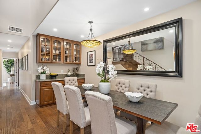 Dining area with built cabinets