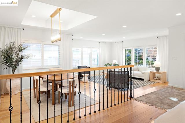 Dining room featuring light wood-style floors and recessed lighting