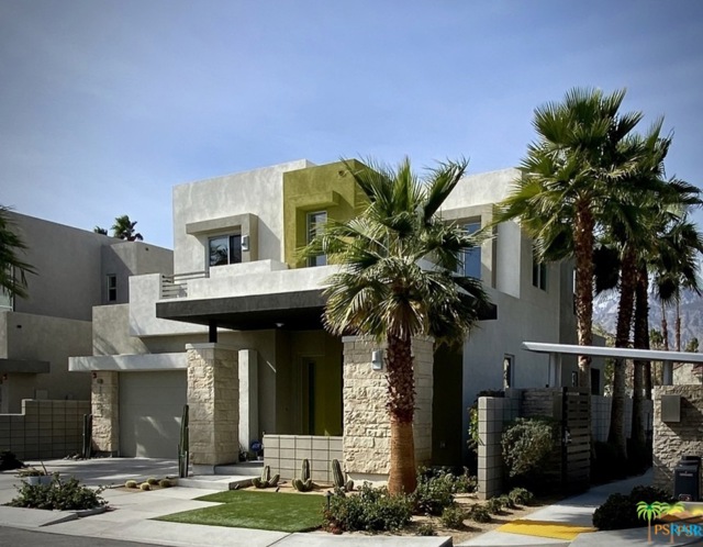 35389 Tribeca Lane Cathedral City, California If you've been waiting for the perfect modern desert home that has it all ? Look no further. This stunning formal model home has been completely re-imagined and updated to reflect the latest in design trends and style. Paid for phase one solar means you'll rarely if ever have an energy bill. Finished oversized 2-car garage with AC mini split and epoxy concrete await your arrival. Upon entering, you will enter a desert oasis replete with stunning San Jacinto Mountain views from every window, spacious and private corner lot location with built-in BBQ and fire pit for cool autumn evenings. Brand-new designer porcelain flooring in the latest color themes compliment the high-end fixtures of the award-winning architecture of this modern desert residence.
