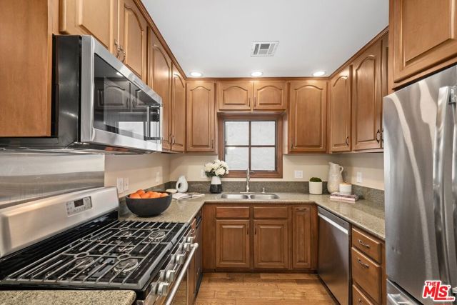 Kitchen with stainless steel appliances