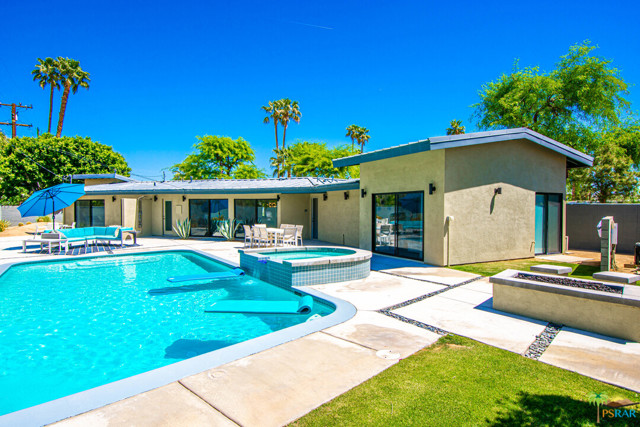 1121 Pasatiempo Road Palm Springs, California MEISELMAN w/CASITA! This pedigreed jewel is dressed and ready to welcome its new owner. Spacious open concept living. Walls of glass. Preferred mountain views. Walled and gated. The spacious kitchen is equipped with Kitchen Aid suite of appliances including a beverage/freezer drawer. Bosch dishwasher, quartz countertops/w gleaming teak wood cabinetry. Porcelain flooring in the common areas and all bathrooms. Bedrooms are newly carpeted. The entire home is freshly painted inside and out. Want more? Ok...the glistening pool is the good ole 1950's style 3'-8' deep with a newer attached spa. Enjoy a large outdoor entertaining area too with your very own Lion gas grill, 6 chaise lounge chairs, dining table and seating for 8, sexy newly recovered sectional sofa and umbrella. But wait, there's more! Enjoy water fights over who lounges in the outdoor soaking tub vs who takes the outdoor shower! There's a fire-pit for enjoying evening desert skies or roasting marshmallows. The icing on the cake...that would be the 1 bed/1bath Casita w/separate entrance, under the same roof (metal) as the home, but not attached to the other living areas or bedrooms. See the floor plan attached to the slide show. The location is near downtown Palm Springs where all of the fun dining/partying happens! Furnishings available outside of Escrow per Inventory List.