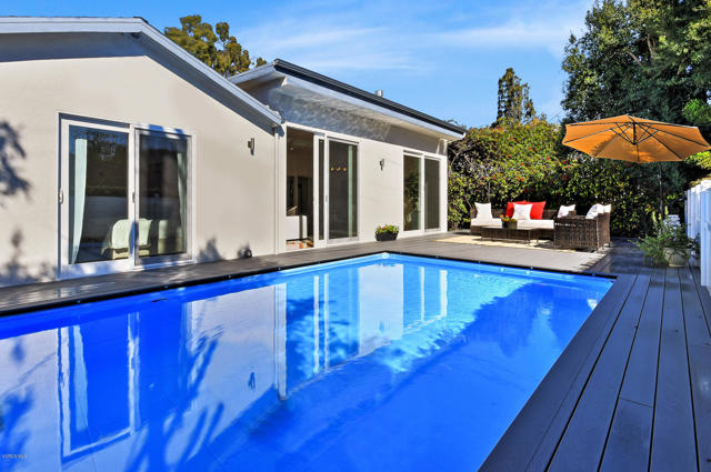 11314 Gladwin Street Los Angeles, California Stunning Architectural Contemporary in Brentwood Glen, COMPLETELY REMODELED in 2017. Modern Architectural Villa offers 3 Bedrooms + OFFICE & 3 Bathrooms. Bright Open Interior showcases impressive High Ceilings, Picture Windows and Skylights throughout. A 20 x 14 ft heated SWIMMING POOL, Large Outdoor Deck surrounded by lush landscaping are completely lit at night with silver Possini sconces. Modern, contemporary interior features high end finishes, new hardwood floors, double pane windows throughout, recessed lights in every room, renovated kitchen with mirror subway tiles, tinted in gold.. Calacatta Italian MARBLE counter tops, top of the line double ovens and stove. Formal Dining Room opens to a large picture window, bringing in the light and greenery of surrounding garden. The Family Room is an impressive 25 x 25 feet with 10 ft Sliding Glass Doors that open to the deck and swimming pool. Entire house on one single level with no interior steps. All Three Bathrooms have Italian Marble Floors. The Master Suite offers a freestanding Firenze spa soaker Bathtub and walk-in closet. Central AC with Nest thermostat, Security System, EV Charger, Remote Entry Gate. Available furnished or unfurnished.. Call Listing Agent for details.