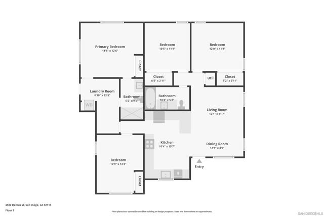 3850 Demus St, San Diego, California 92115, 4 Bedrooms Bedrooms, ,2 BathroomsBathrooms,Single Family Residence,For Sale,Demus St,250029431SD