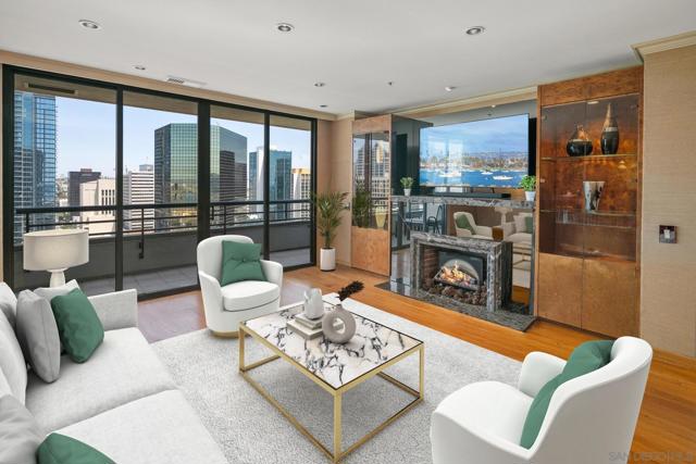 Virtually Staged Open Concept Living/ Dining Room