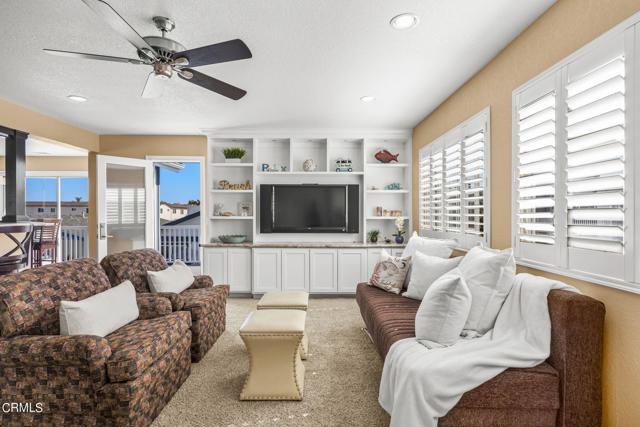 Family room with built-ins