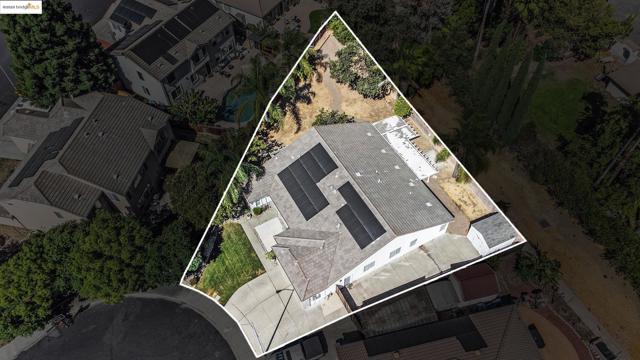 View from above of property with property parcel outlined