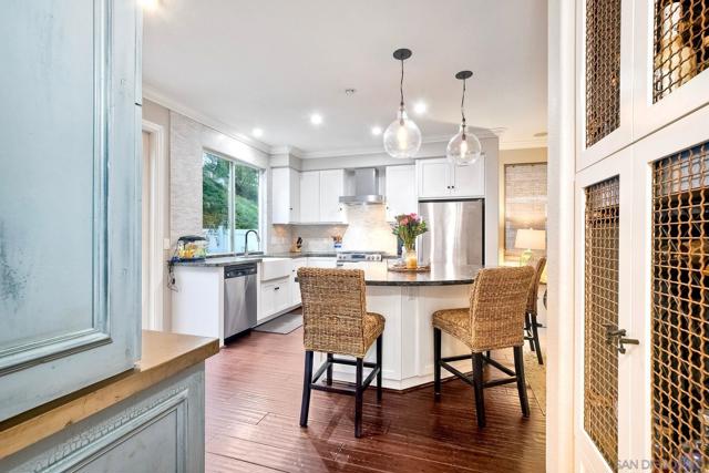 The view of the Kitchen from the Dinig Room.