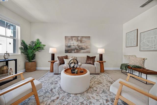 Large family room that opens up to kitchen