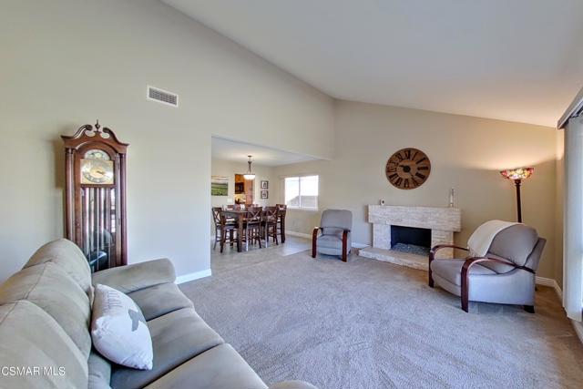 family room with fireplace