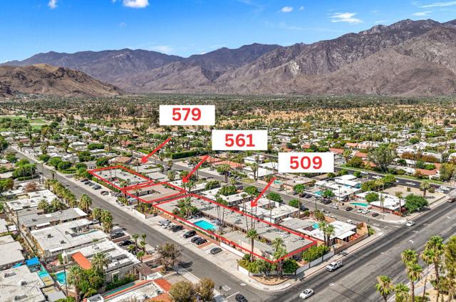 Prime Investment Opportunity and Entire City Block for Sale!32 Units Across Three Multi-Family One-Story Buildings. 579, 561, and 509 S. Highland sold collectively as a package for $6,995,000. Key Features:509: 17 units all 1 bedroom 1 bath with 1 reserved as a managers unit.561: 5 units all 1 bedroom 1 bath.579: 10 units 2- 2 beds, 7 1 beds and 1 studioSwimming Pools: Each building has a brand-new pool with permits, new plumbing, new electrical, new plaster, and designer tile. Pools are SOLAR heated.Private Patios:  Almost all units feature private patios, offering tenants their own personal outdoor space.Modern Amenities: Updated retro fitted windows are in all buildings, essential for energy efficiency in the desert climate.Conveniences: On-site laundry facilities and trash pickup for all buildings.Secure Entry: All buildings have keypad secure safe entry system.Parking: Ample parking available for all tenants and guests.Landscaping: Freshly landscaped grounds provide an attractive, low-maintenance environment.Proximity: Located near great eateries and shopping, lovely parks, and golf courses and bus stops. Convenient access to the airport ensures easy travel.Economies of Scale - has massive upside thanks to high key count providing opportunity to raise rents and maximize ROI.