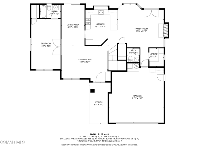 1st floor with dimensions