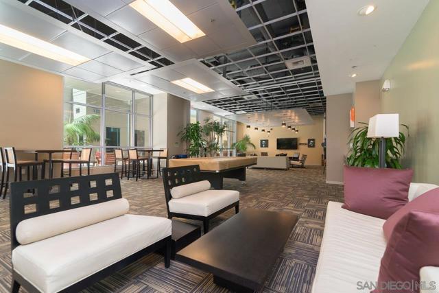 Shared, common area recreation room w/ billiards table