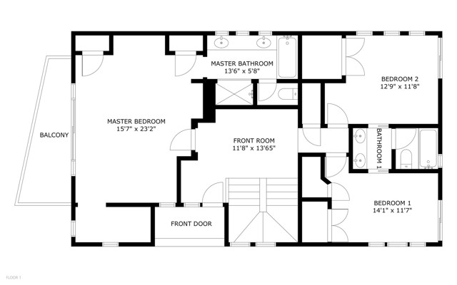 Middle Floor (Primary and Secondary Bedrooms)