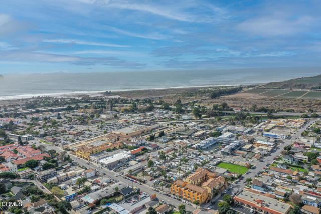 Drone City Street with Ocean