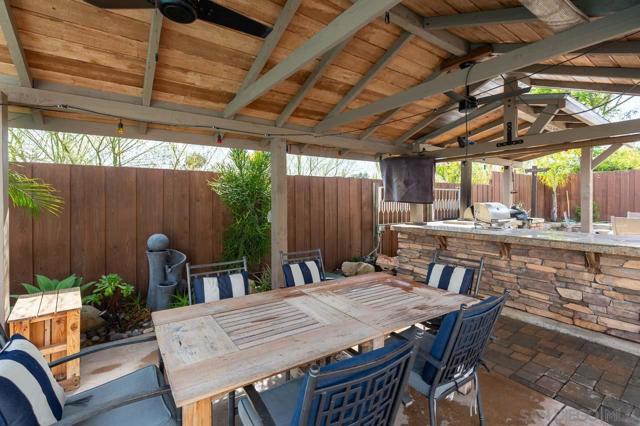 Backyard dining area