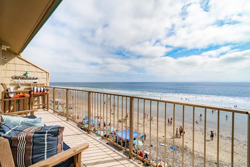 Oceanfront Views!! Fully Furnished! Private beach access! This corner unit beach condo is calling you home! Come live, play and relax in Carlsbad Village. This spacious 3 bedroom 2 bathroom home offers everything you need to make living at the beach easy.  In unit laundry, fully stocked kitchen and private balcony with ocean views. Walking distance to Carlsbad Village and downtown shops and dining. Assigned parking spot located across from unit. Guest parking available. Water and trash included in rent.   Pack your bags and come call this place home! Length of lease is negotiable with a minimum of 6 months. Enjoy the rest of 2024 beachfront!