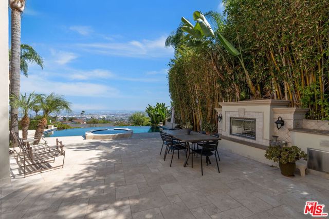 Patio with pool view