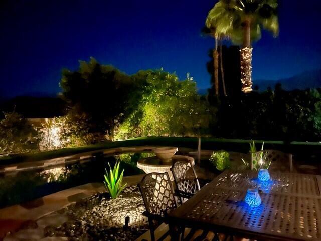 Backyard Nighttime over table