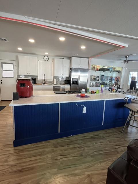 kitchen and living room