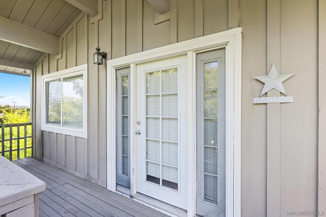 Studio entrance door and deck