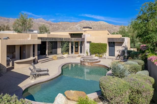 This Ministrelli built home is located behind the private gates at Bighorn!  Stunning views of the west facing mountain range and overlooking the 4th fairway of the Mountain Course.  The private courtyard entry takes you to the refreshing front loading pool & spa, and built in BBQ.  Glass entry door leads to the formal living and dining room.  This offers a fireplace for those chilly nights, built in cabinetry, wet bar and full wall of glass that overlooks the incredible view!  There is a kitchen / family room combo that looks onto the pool offering great access for entertaining!  Gourmet kitchen with large island, gas cook top, ample cabinet and counter space for the cook in the family! Main primary suite has a fireplace, walk in closet, soaking tub, large walk in shower & double vanities.  It also has a door that takes you right to the pool & spa!  Guest room in main house can be used as a second primary suite! Your guests will love the casita that you enter from the front courtyard for great privacy!  This home is offered furnished!