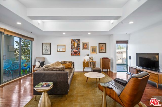 living area with high ceilings