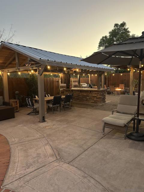 Outdoor kitchen at sunset