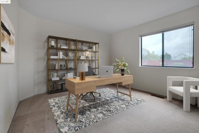 Office space with light carpet