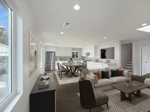 Virtually Staged Living Area & Dining To Kitchen -  1st Floor