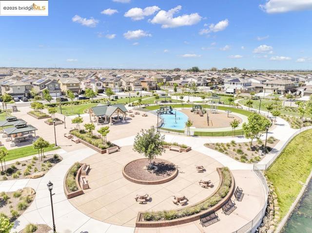 Aerial view of residential area featuring a community park
