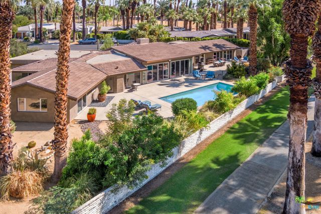 71363 Cypress Drive Rancho Mirage, California The "Milt Hicks" residence, in Thunderbird Country Club is positioned in one of the most scenic and serene parts of the Desert. Upon entering the Thunderbird Country Club gates, the winding road to the property, with golf course, mountain and palm tree views on each side sets the dreamy experience. At the end of a cul-de-sac you will find the timeless residence, with an open floor plan that provides a full view of the beautiful landscaping and mountains beyond and while on the golf course has a sense of privacy like no other. A raised copper clad fireplace is the entry centerpiece that divides the sitting and living area, and placed just beside the wet bar. The primary suite on the West side of the property with beamed tongue and groove ceilings with pool, course and mountain views. The large bath with soaking tub also features an oversized shower, double sinks and lighted magnified built in mirrors. Tons of closet space with a walk in and plenty of additional storage. The second primary suite on the East side has a sitting area and of course private bath with those soothing triple views of pool, course and mountains. The family kitchen has top of the line appliances with separate laundry area (with storage) and powder bath and breakfast area in addition to the larger dining area in the great room. This home has an additional bedroom plus separate office, oversized two car garage and golf cart garage. Speaking of golf, Milt Hicks the original owner/builder was one of founding investors in Thunderbird Ranch which became Thunderbird County Club and that makes perfect sense as this location is simply one of the best.