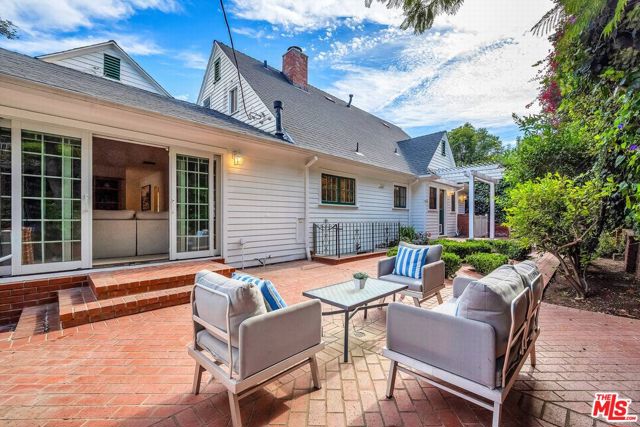 Backyard is accessed from the family room and the kitchen