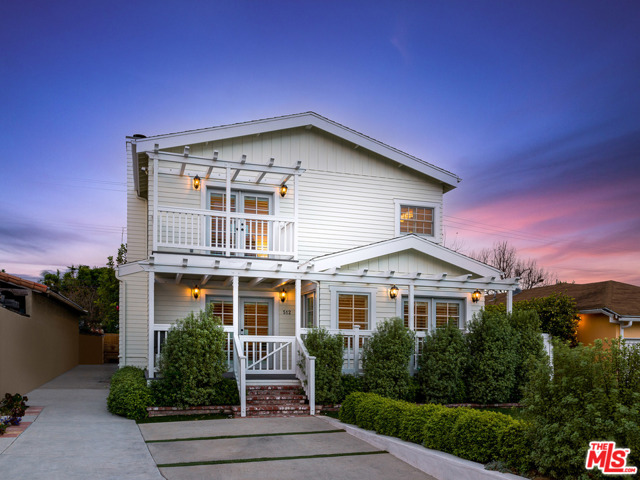 512 Beirut Avenue Pacific Palisades, California Quintessential Palisades Cape Cod ideally located just one block from the Via de las Olas bluffs edge! This charming 4Bd/4Ba home is situated just minutes to The Palisades Village, local schools, grocery stores, shops, Restaurants & Palisades Park & Library. Desirable floor plan with 3 Bds up and 1Bd down w/en suite bath. Warm & Inviting Living Room complete with fireplace. Nicely appointed Chef's Kitchen which opens out to the Dining Room with picturesque front facing window. Recently re-landscaped front entry and yard providing great curb appeal. Garage being used as home office/guest suite w/ bath. Grassy backyard & bbq area, and stunning ocean and mountain views offered from the Rooftop Deck, all perfect for at home entertaining! Don't Miss this Gem of a Property!