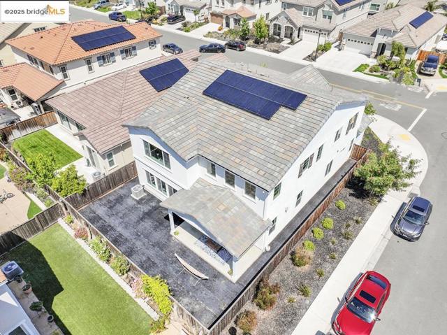 Aerial perspective of suburban area