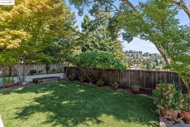 View of fenced backyard