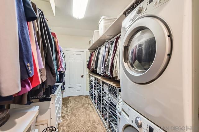 Closet with laundry.