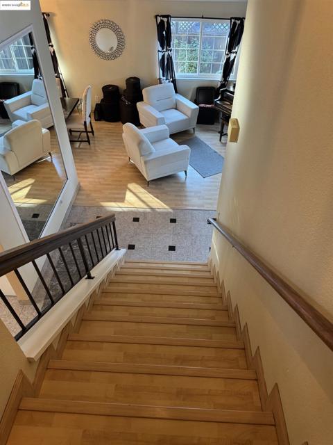 Stairs with wood finished floors