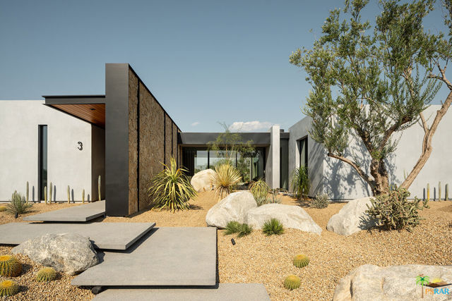 9 Echo Lane Rancho Mirage, California Sean Lockyer and Studio ARD has designed and helped to create the hands down the most authentic architectural project to be completed in many years. Echo's ''bold world architecture'' becomes one with its rugged yet majestic desert surroundings. Flooring flows from interior to exterior and out into the landscape creating a striking interaction between home and nature. Native flora edges up to the living areas to further join the two. Mountainous panoramas are framed by expansive walls of glass in the spacious great room and master bedroom, engaging the distant vista as well as the near. In a clean, crisp design technique, walls continue from the indoor spaces to the outdoors in one, long beautiful sight line. This is floor plan 3 with a detached casita. Homes are under construction with anticipated completion of Fall 2022.