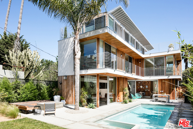 525 Westminster Avenue Venice, California Available through July 31, 2021. Rare, fully furnished, charismatic abode situated in the heart of Venice just blocks from both Abbot Kinney and the Pacific Ocean. Indoor/outdoor living blends excitement and functionality in a thoughtful, well-executed 4 bed, 4.5 bath floor plan, highlighting ample natural sunlight and making it an ideal family home. Floor-to-ceiling sliding doors welcome and connect you from the kitchen, dining, and family rooms to the beautiful, private backyard where a pool, fire pit, and lounge area are available for your enjoyment. The second level includes two inviting bedrooms with en suite bathrooms plus an open landing, all with expansive doors that lead to a private balcony overlooking the backyard. On the top floor, you'll find the charming master suite plus a large private balcony and fire pit.