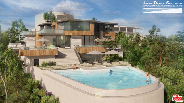 Rare and unique promontory lot with the finest views in Los Angeles. Approved plans and permits for an approximate 8,000sqft modern residence. Could not be duplicated today. Monumental retaining walls provide for large flat pad and infinity edge pool. Once completed, sure to be an iconic modern. Renderings by Urban Design Specialists.