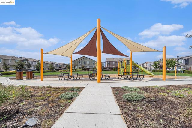 Communal playground featuring a residential view