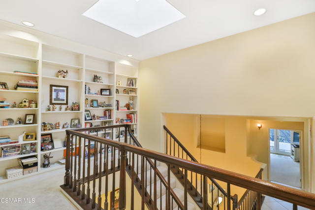 bookcase and skylights