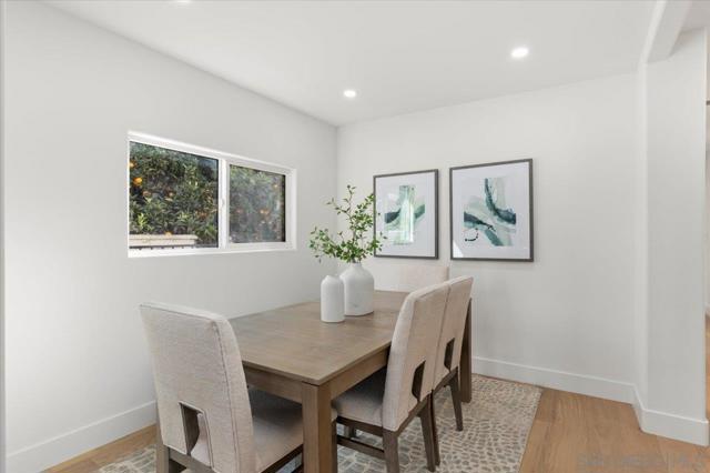 Intentionally designed dining room with space for 10 to 12 guests.