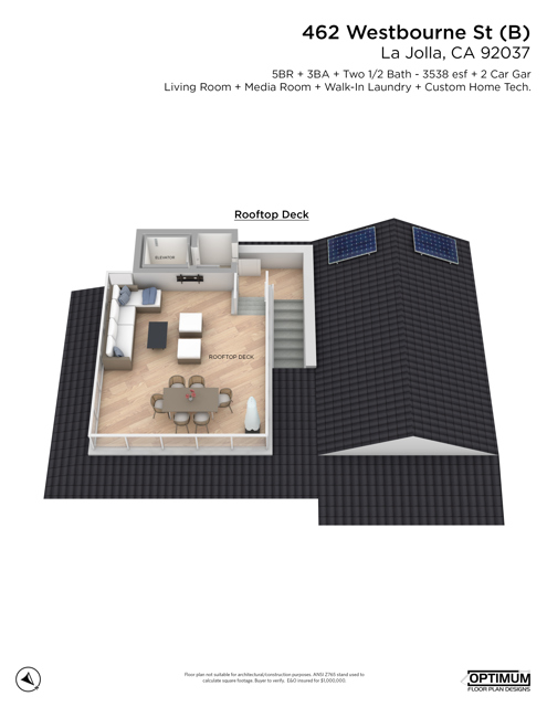 3D Floor plan Roof Deck