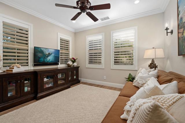 Crown moulding accentuates the ceilings in the family room and throughout the home!