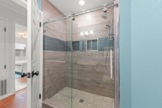 Hall bath room with walk in shower