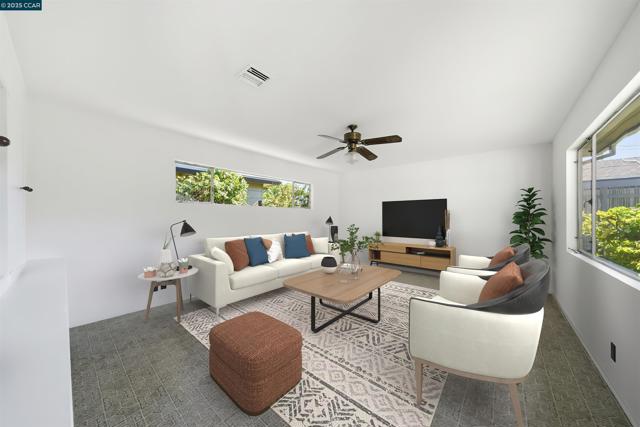 Virtually staged family room