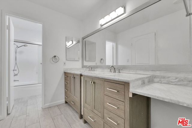 Primary bathroom facing shower