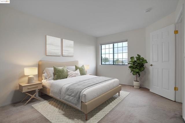 Bedroom with carpet floors